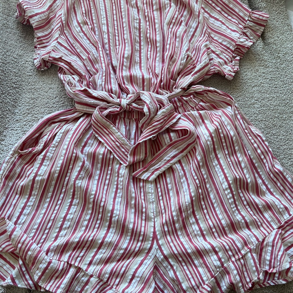 Loft Plus Striped Ruffle Romper - image 3